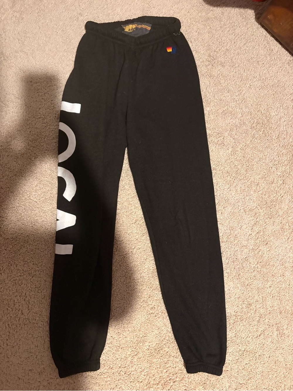 Aviator Nation Black Joggers with White LOCAL Small sweatpants - Picture 2 of 5